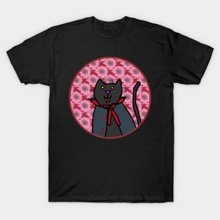 Portrait of a Halloween Horror Vampire Cat T-Shirt